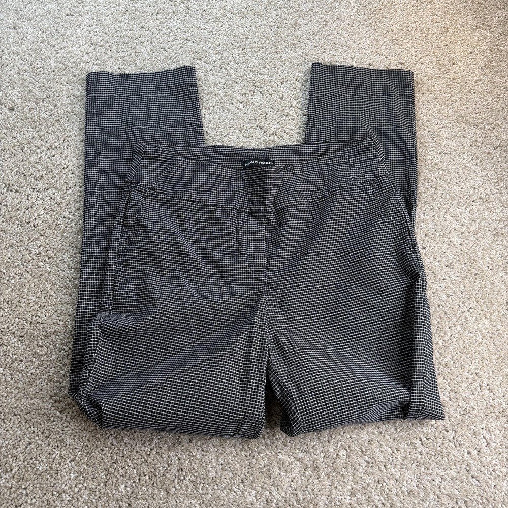 Hilary Radley Dress Pants Womens M Black Check Knit Slim Pull On Stretch Office